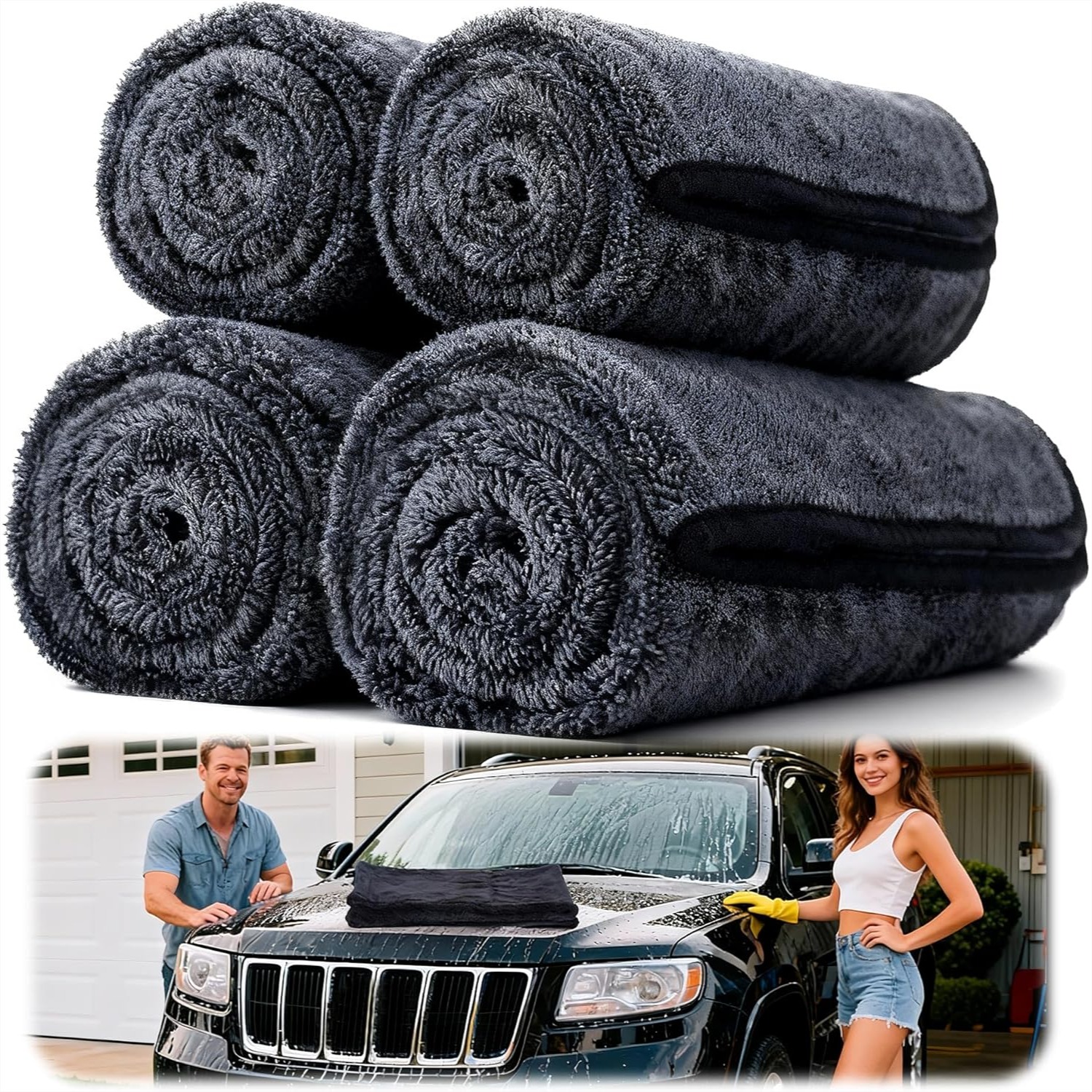 Microfiber Towel Detailing - 4PCS Microfiber Car Drying Towel Kit