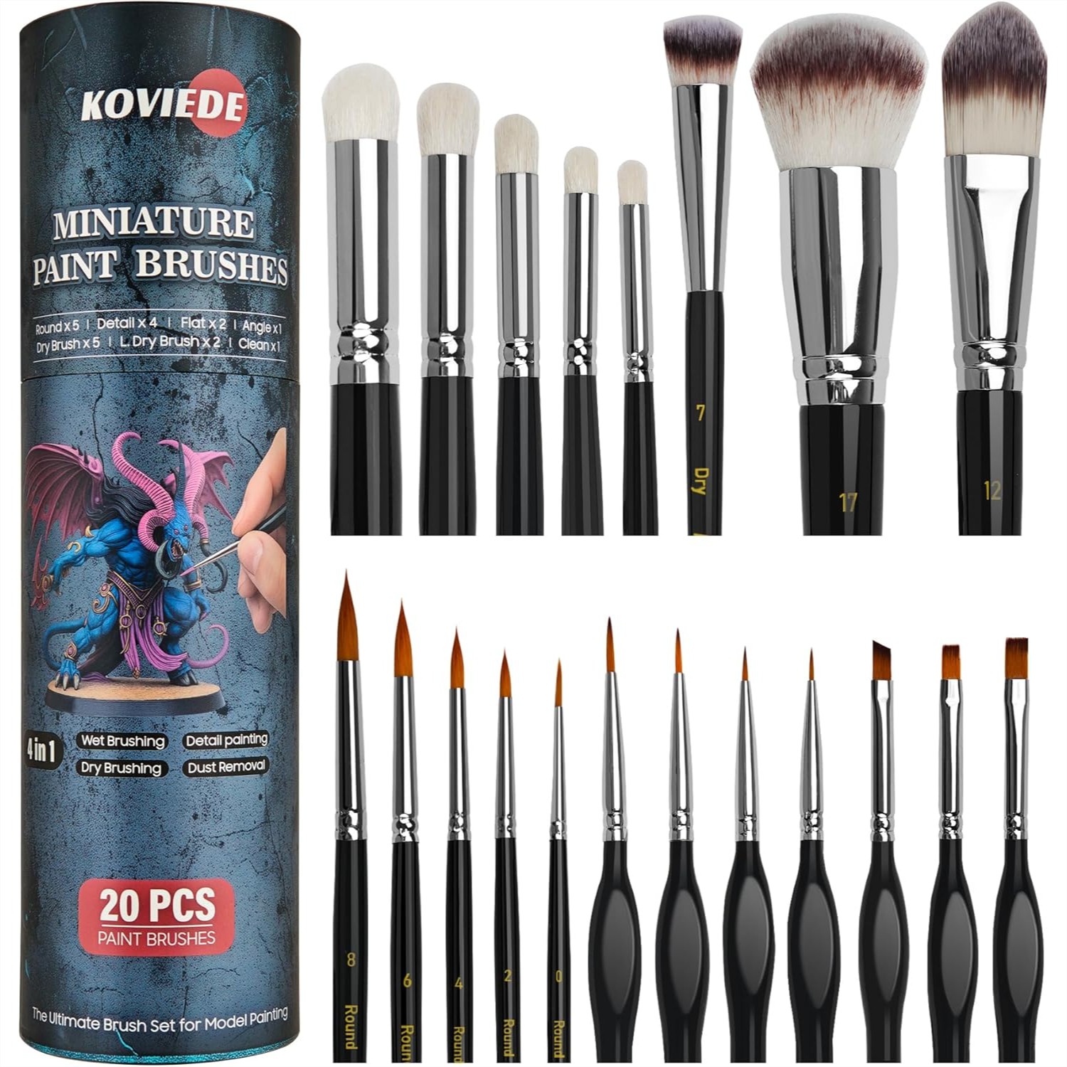Detailing Brush Set - 20Pcs Miniature Paint Brushes Set for