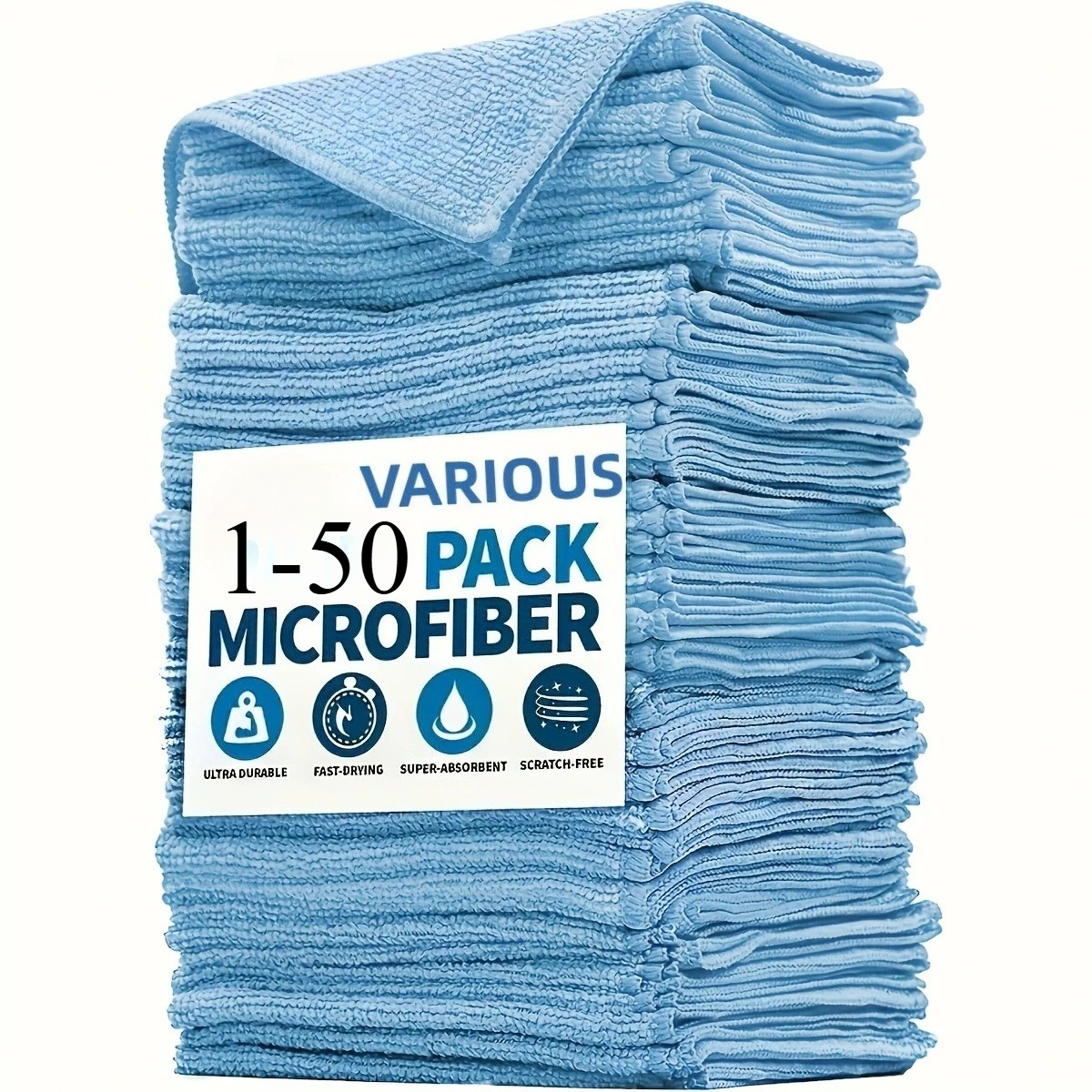 Microfiber Towel Detailing - 1-50pcs Light Blue Microfiber Car Wash