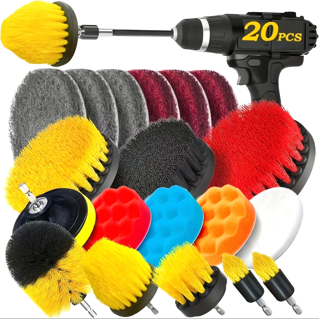 Car Cleaning Brush - 20Pack Drill Brush Attachments Set, Scrub