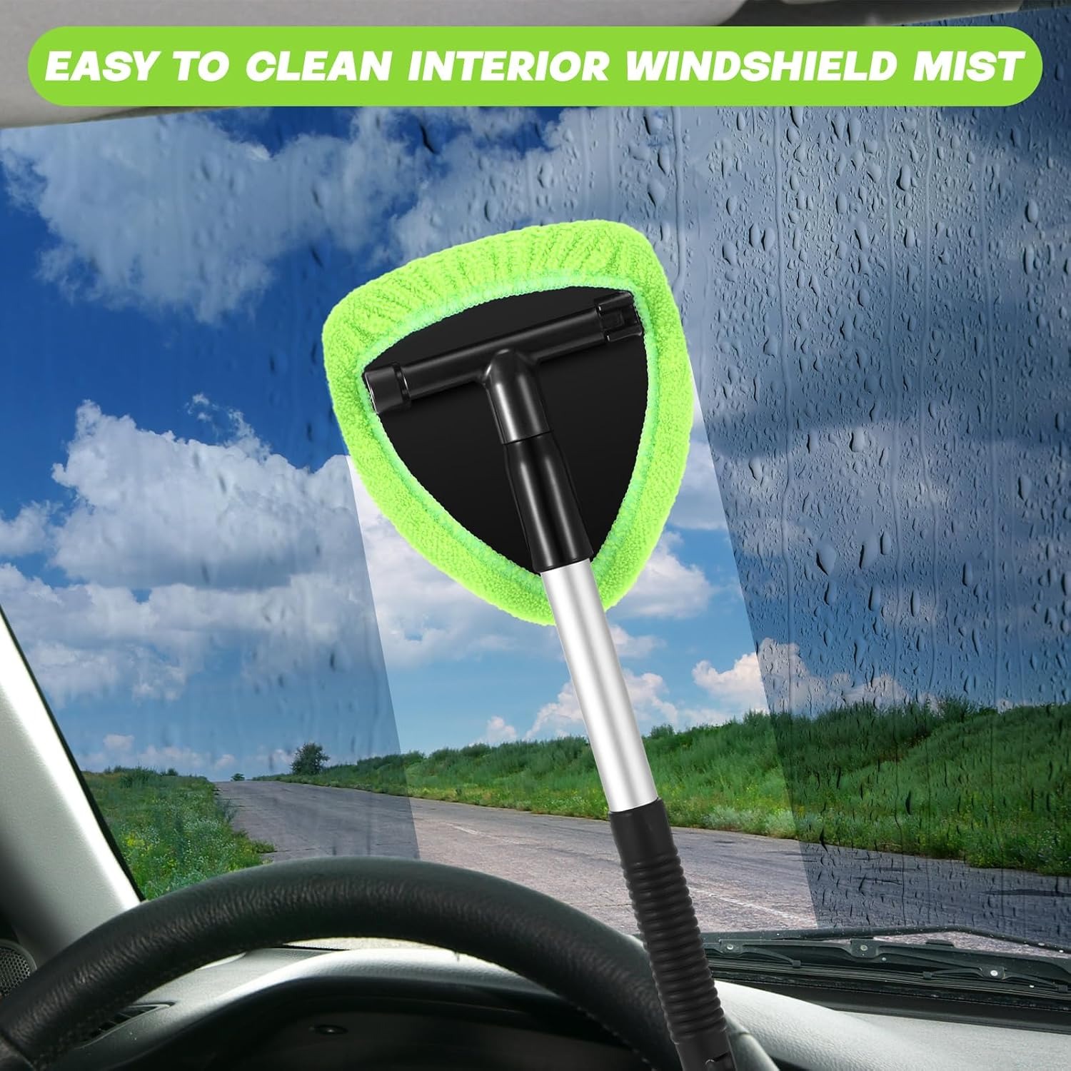 Interior Detailing Kit - Windshield Cleaning Tool, Extendable Handle Car