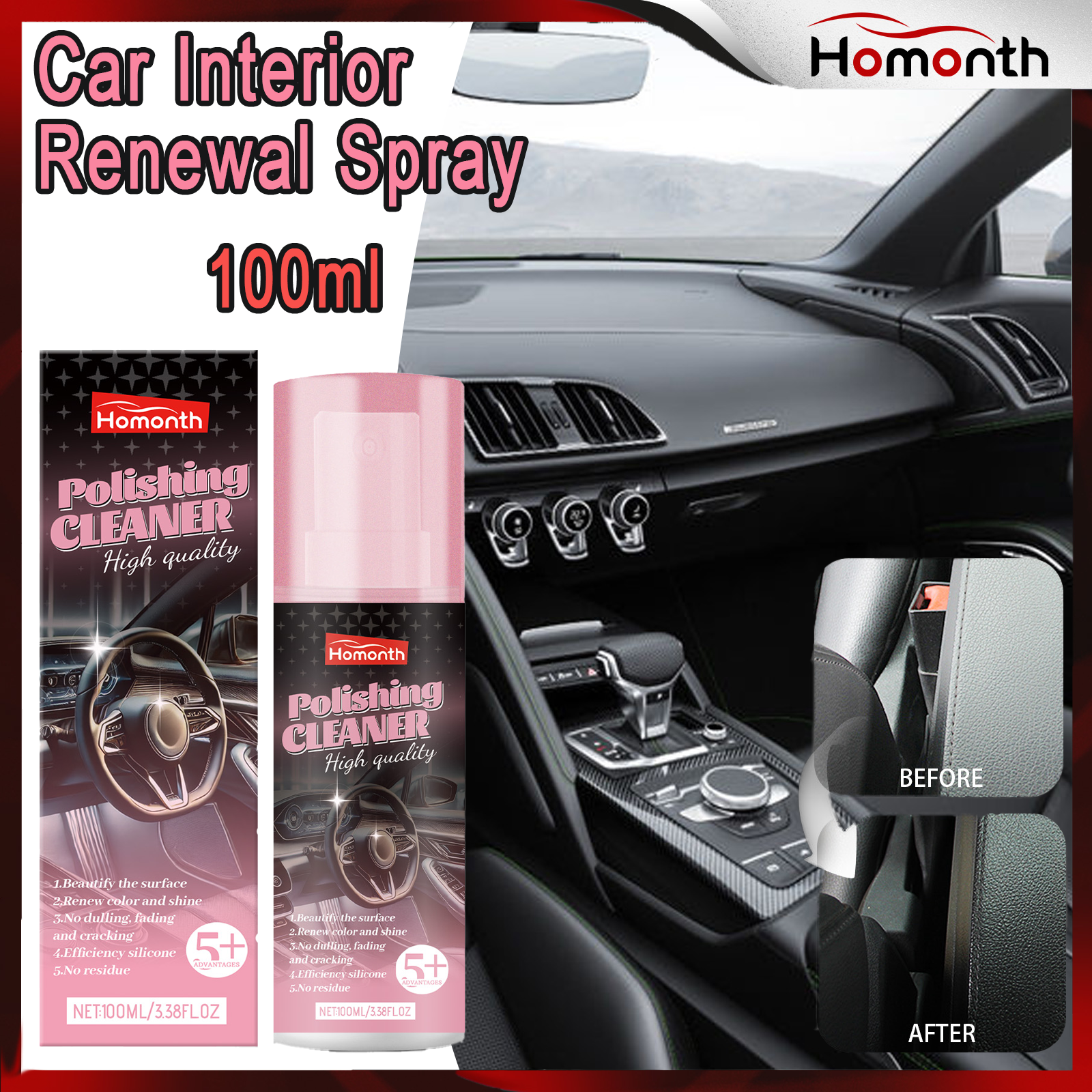 100ml Auto Interior Polish Car - Leather Cleaner Interior review and price