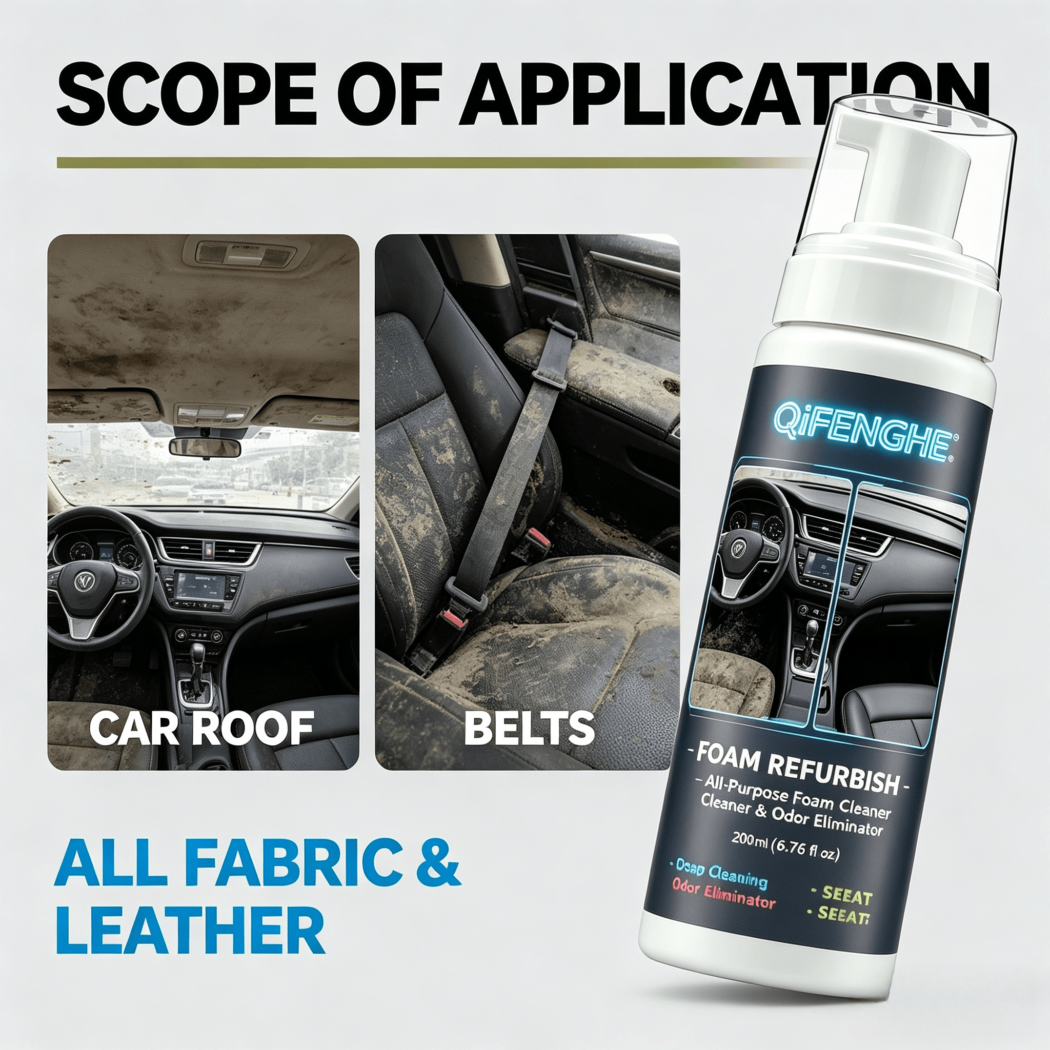 200ML No Rinse Car Foam Cleane - Leather Cleaner Interior review and price